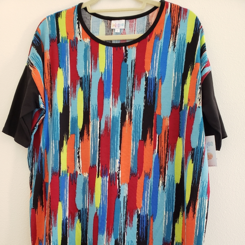 Lularoe SM Neon Stripe Irma Top